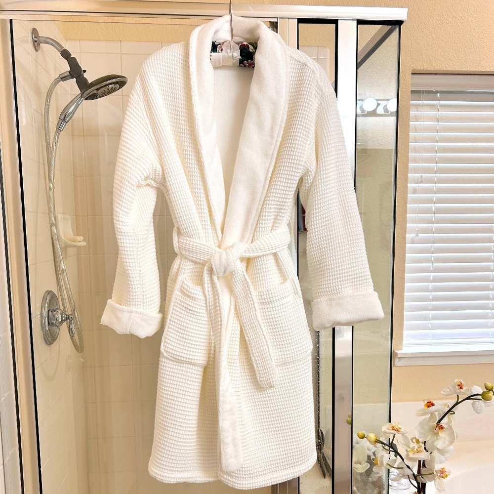 *Womens Turkish Cotton Waffle Spa/Bath Robe with Shawl Collar, Size S/M